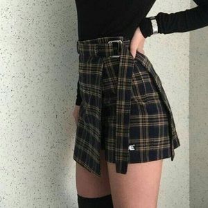 Blue and brown mini skort